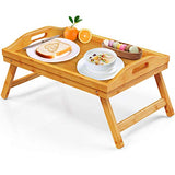 FNFBT  Bamboo Bed Tray for Eating Breakfast in Bed Tray with Folding Legs and Handles