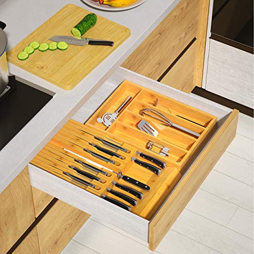 FNKBH2 In-Drawer Knife Block 12 Slots Kitchen Knife Organizer Drawer I –  FURNINXS