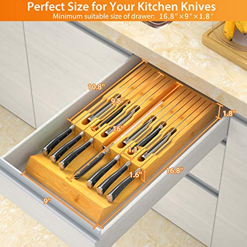 FNKBH2 In-Drawer Knife Block 12 Slots Kitchen Knife Organizer