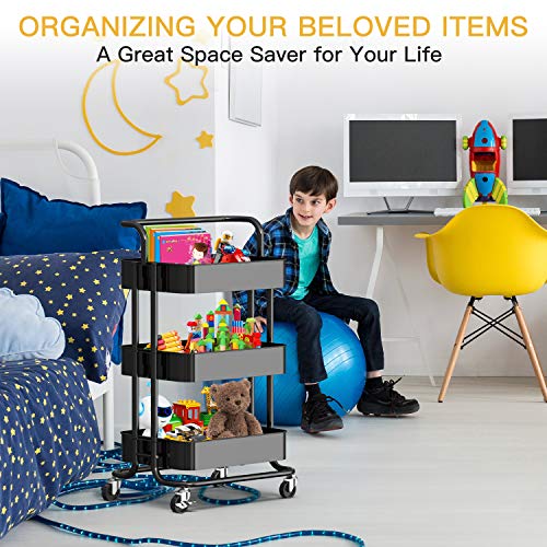 FNUC01B Multifunctional Mesh Organization Cart for Kitchen Office Living Room
